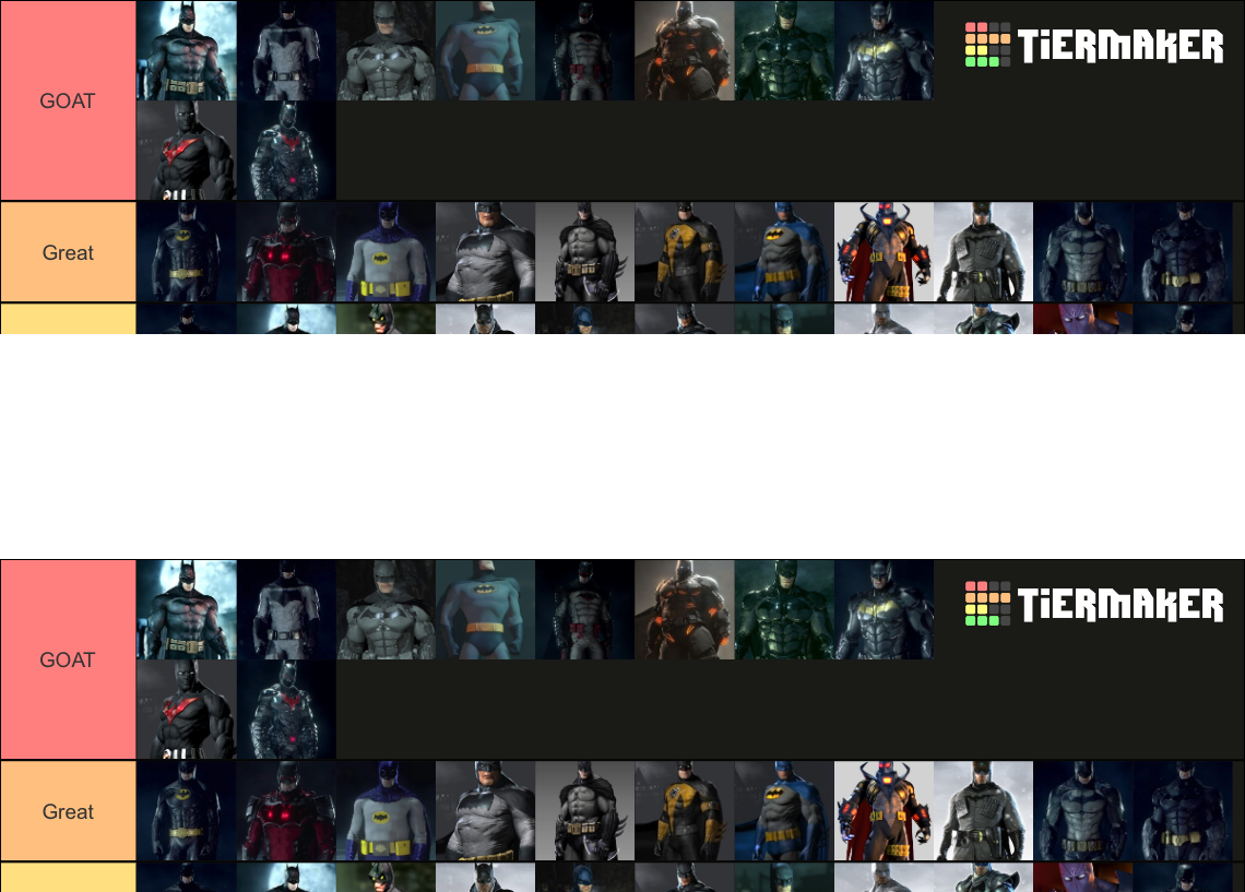 Wallpaper #WameipcBxbDgA0Rl8PGP168 Batman Arkhamverse Batsuits Tier List Community Rankings Tiermaker