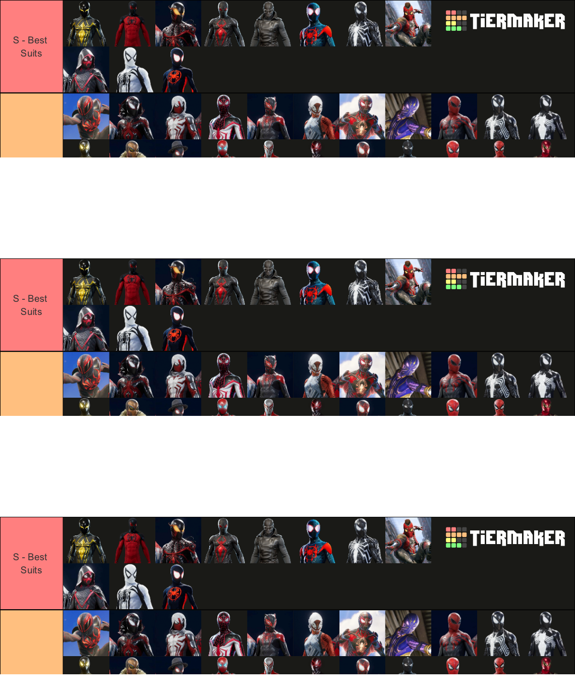 Wallpaper #JxfzPpMBPLD5_VEN5uFV338 All Insomniac Spider Man Suits 112 Suits 3 Games Tier List