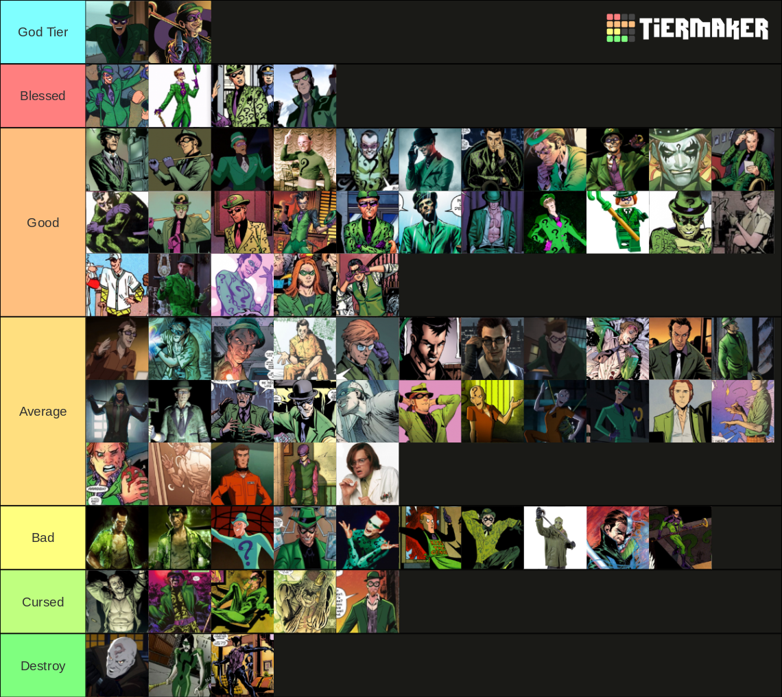 Wallpaper #tPu2hJcBx-Hc5Y20nq-151 Riddler Designs Tier List Community Rankings Tiermaker