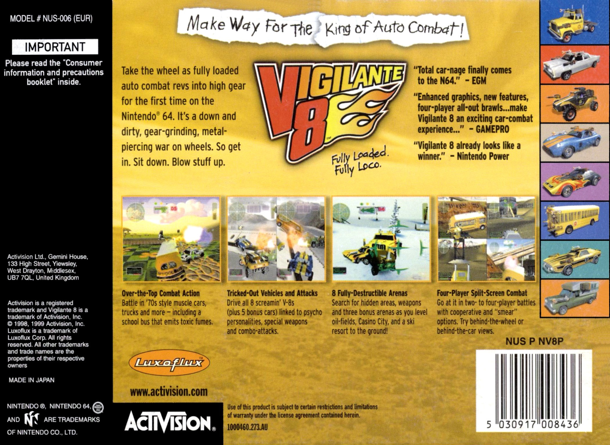 Wallpaper #09860 Vigilante 8 2nd Offense Playstation Computer and Video Games Amazonca