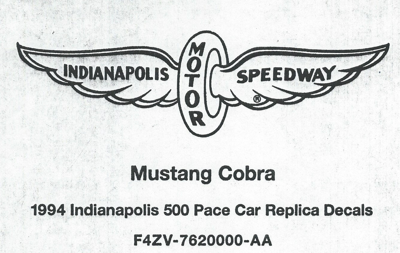 Wallpaper #2e_gTJMBMN-XEVvVrT7C193 1994 Mustang Cobra Indianapolis 500 Pace Car Decal Kit Stencils and