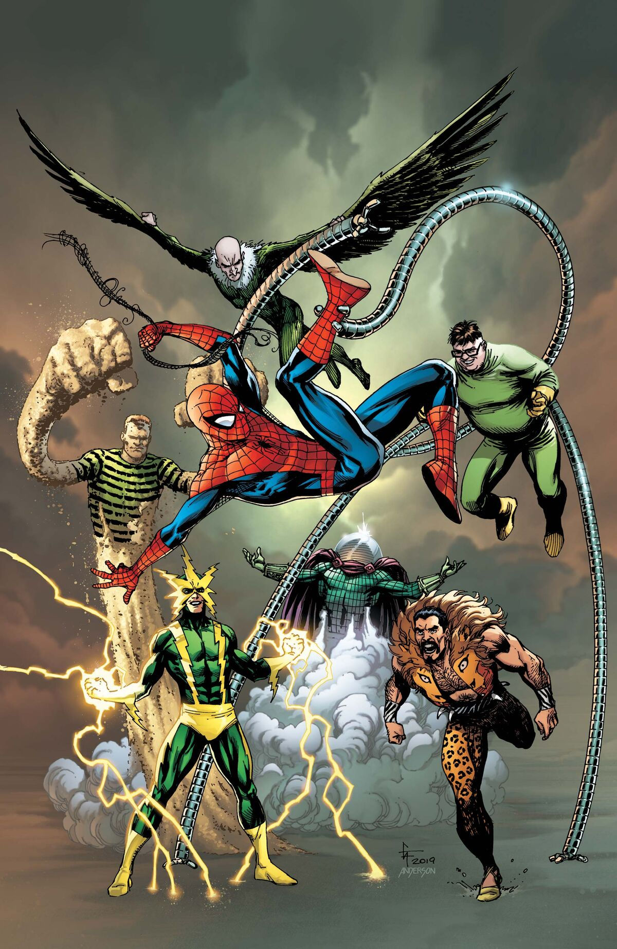 Wallpaper #ceb46 1920x1080 Spiderman vs Sinister Six Art Laptop Full HD 1080p HD 4K