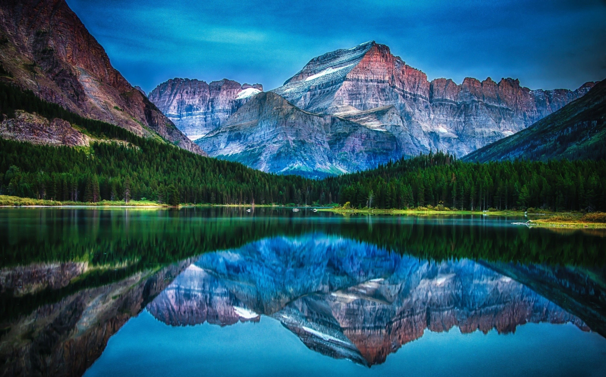 Wallpaper #s-9ES5MBMN-XEVvVNzoH43 Lake Mountain Forest Reflection Water Sunrise Morning Summer