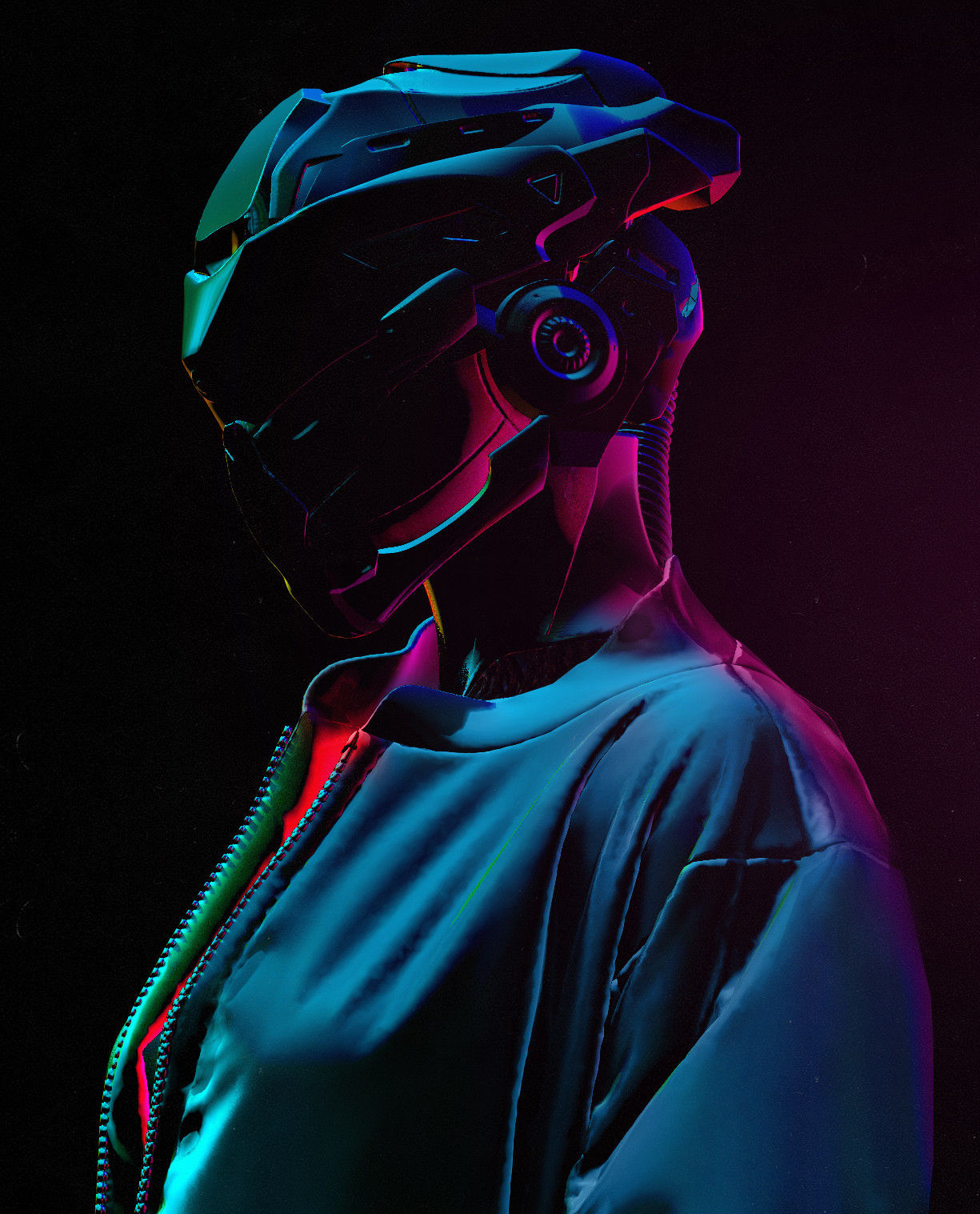 Wallpaper #oXQkw44B_8f4nGFaAG9-9 Women Tony Skeor Artwork Digital Art Drawing Helmet Cyberpunk