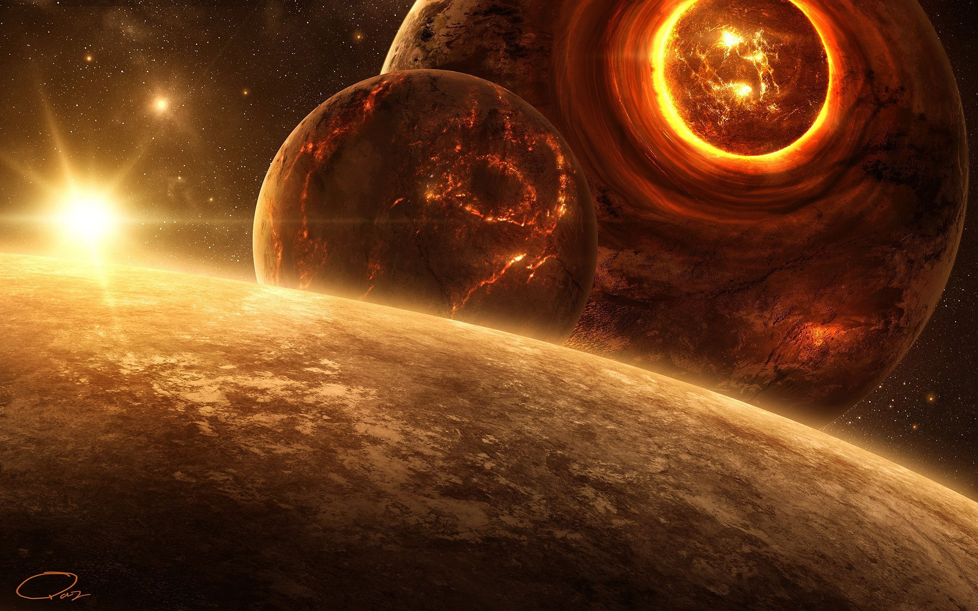 Wallpaper #KWf4-ZIBSpphPi3-E48Y322 Qauz Digital Art Planet Space Sun Space Art