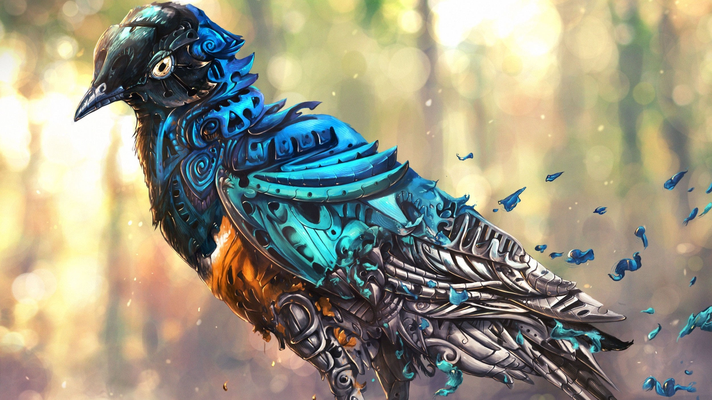 Wallpaper #32cE-5IBSpphPi3-g5LU57 Artwork Fantasy Art Digital Art Robot Birds Clockwork Wallpapers