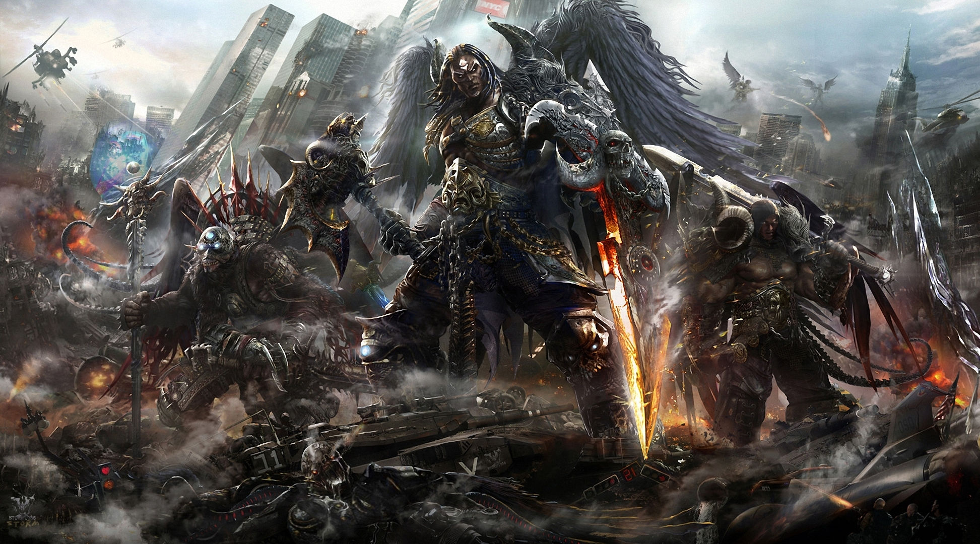 Wallpaper #9miNFpMBSpphPi3-PQur188 Monsters Warriors Demons Wings Armor Fantasy Art Games Weapons