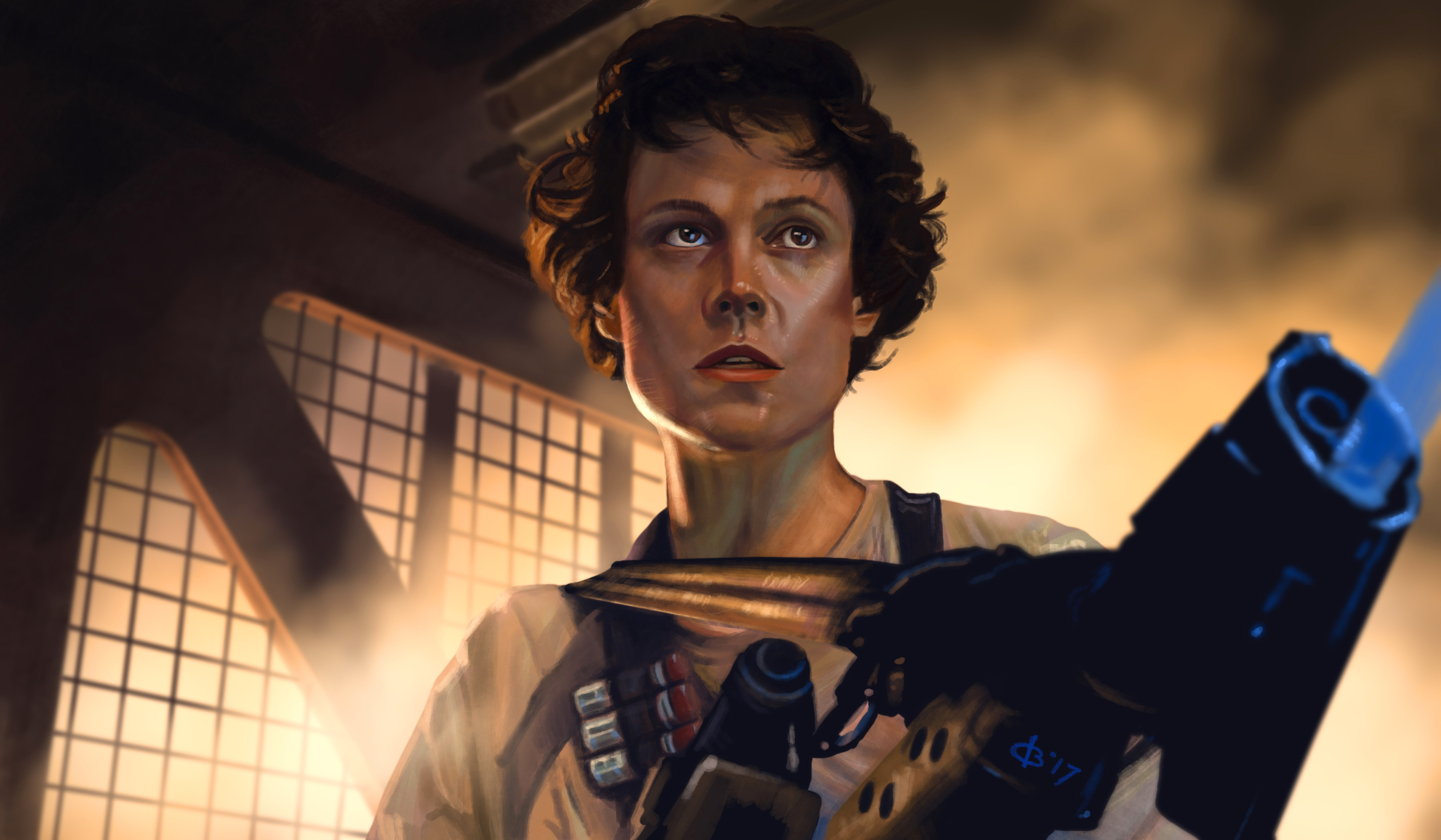 Wallpaper #3GjAHpMBSpphPi3-GylV96 Ellen Ripley Sigourney Weaver Artwork Movies Science Fiction