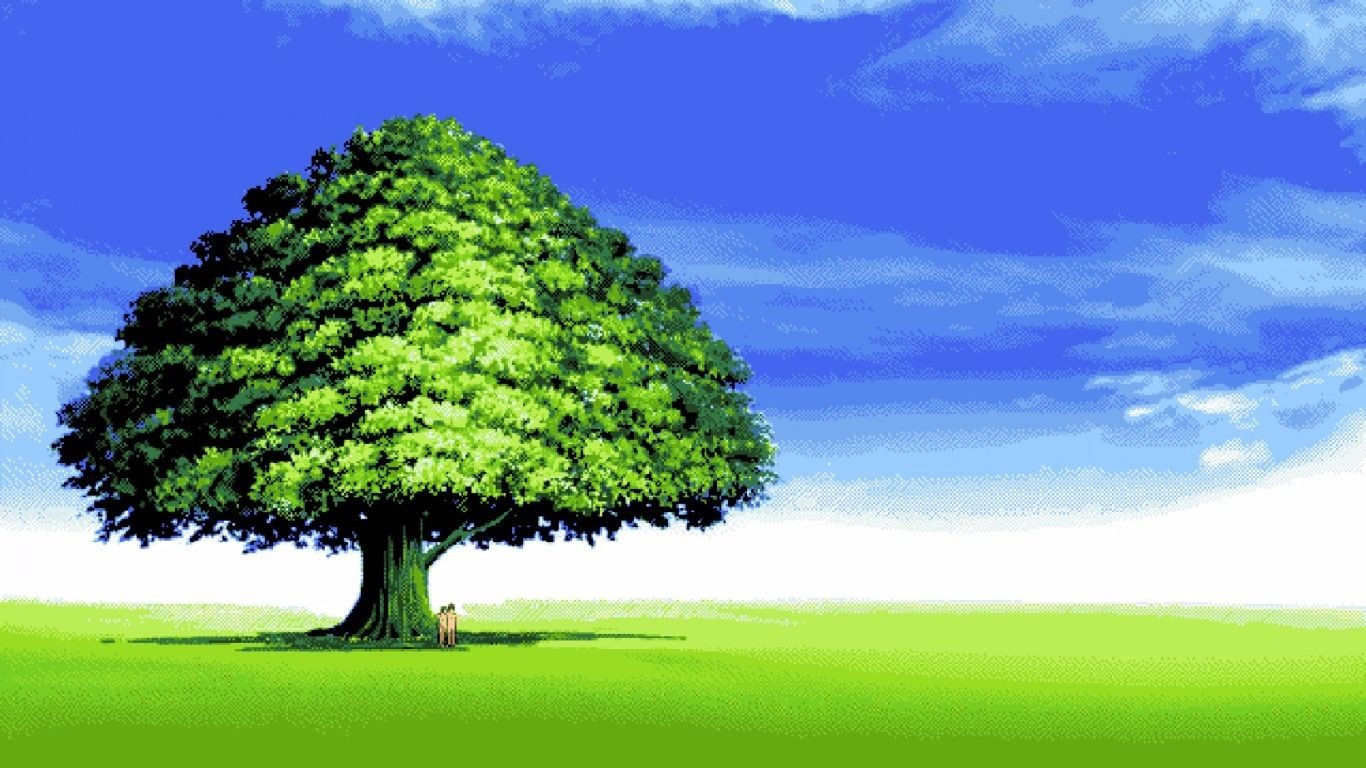 Wallpaper #YVanepcBsd6xcFiEltxK122 Men Minimalism Trees Grass Clouds Pixel Art Wallpapers HD