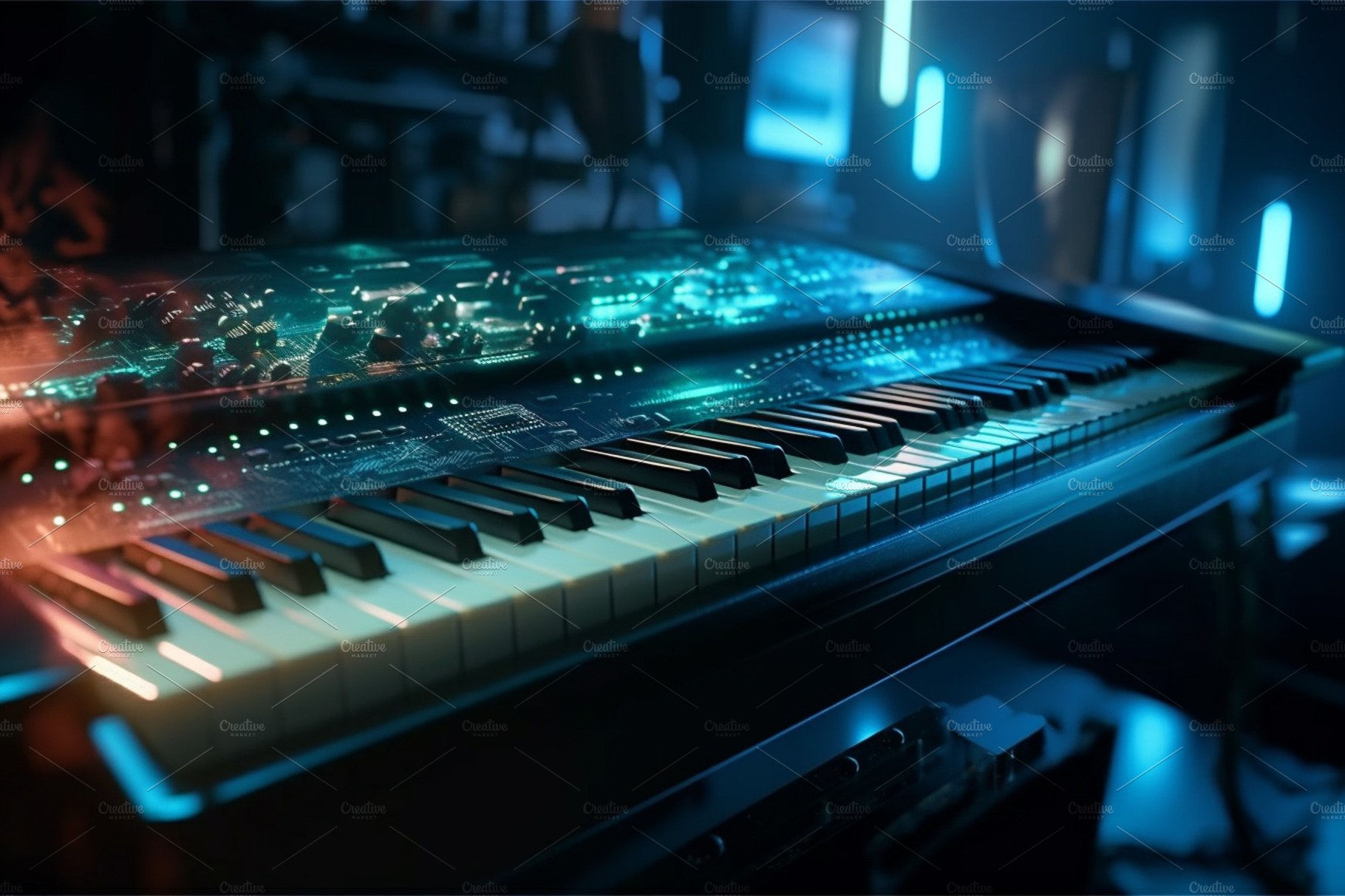Wallpaper #I6WROJMBVBiSkHCaw44078 Piano Keyboard with Neon Lights Illumination Cyberpunk Musical Concept