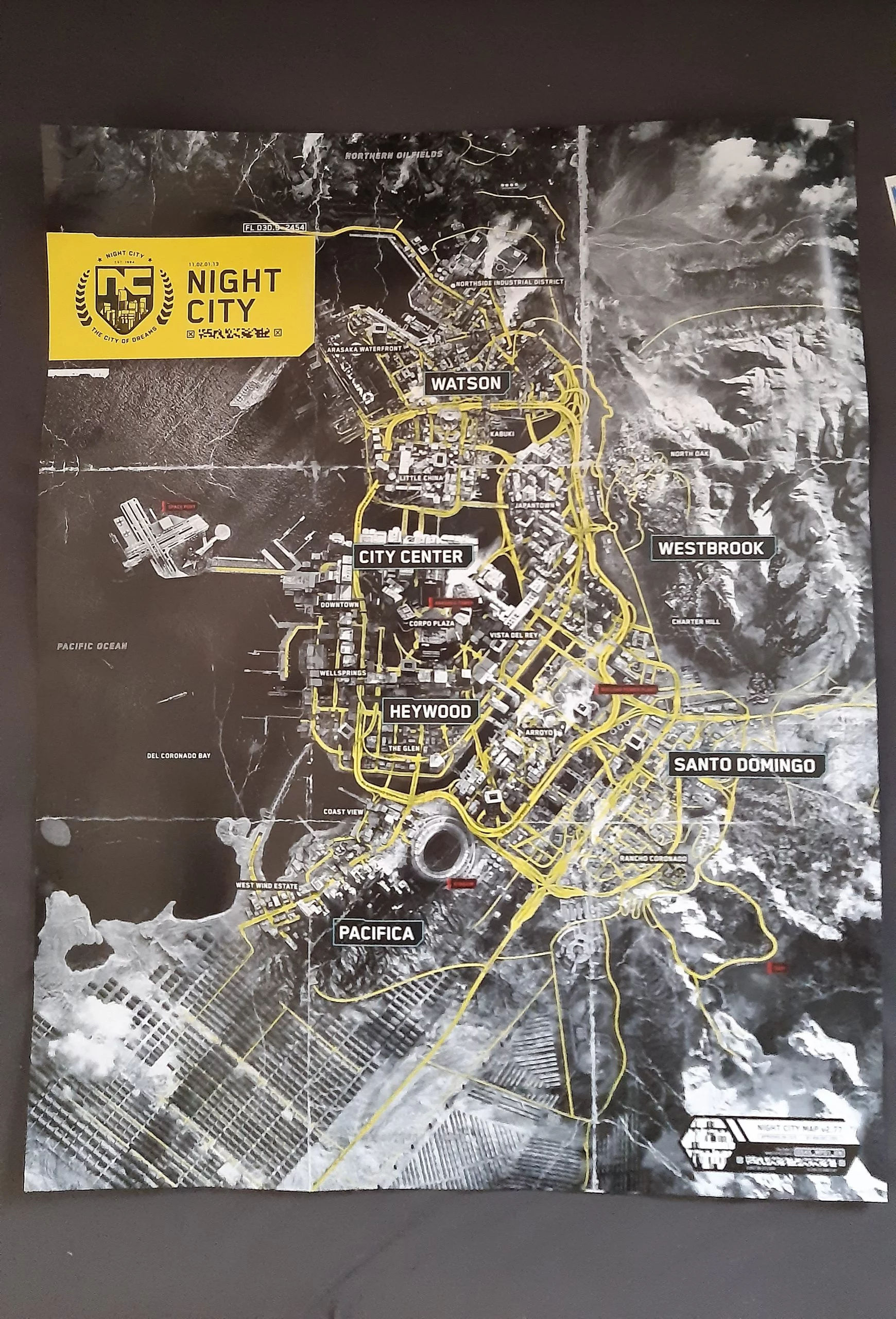 Wallpaper #sTtbcJcBSWmA-tzpCI-m33 Cyberpunk 2077 Night City Full Map Shown Off by Physical Print Stevivor
