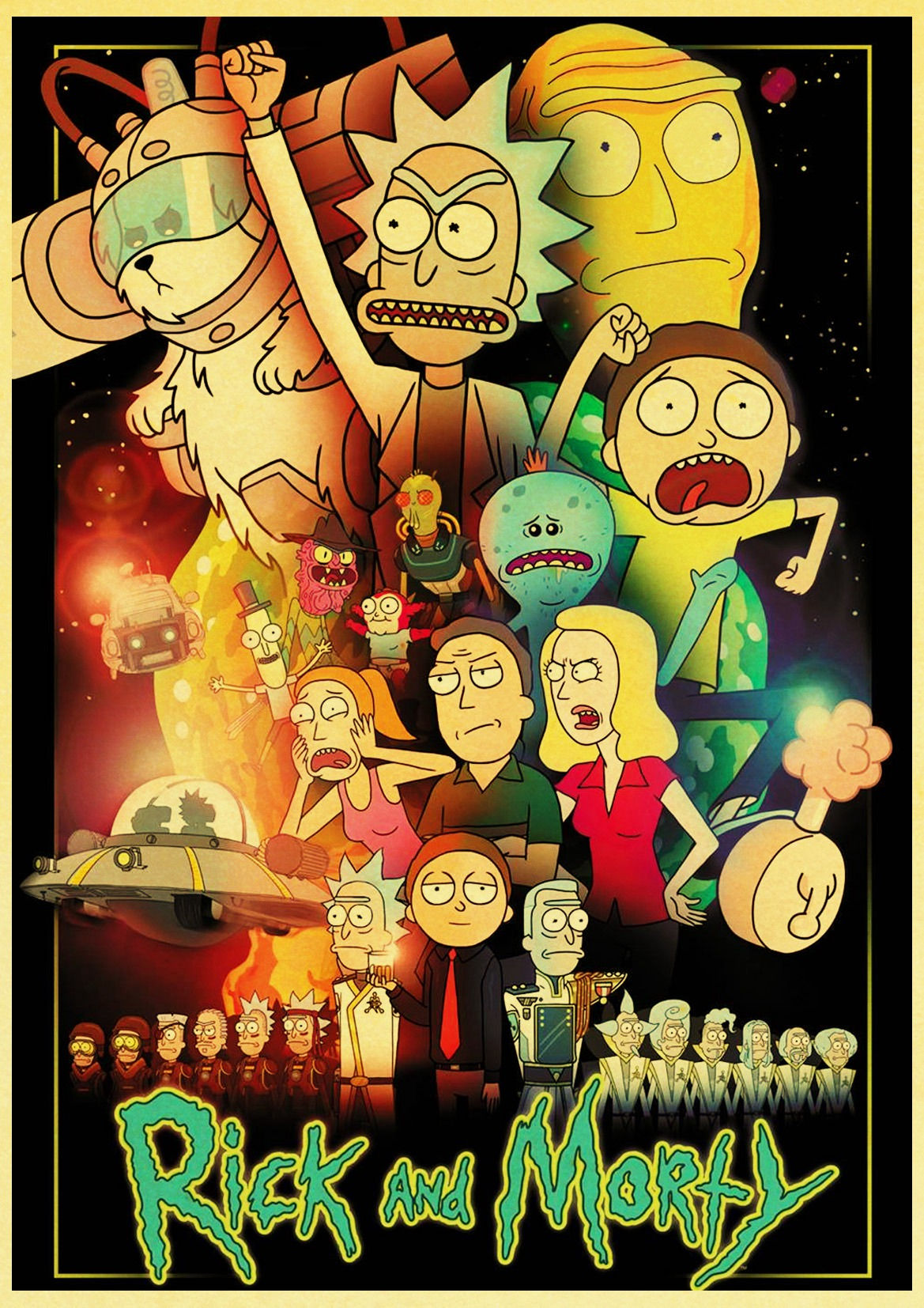 Wallpaper #XZ3oZJcBkAG5jTCHLrHO48 Rick and Morty Vintage Cartoon Poster Wall Art Home Decor Prints