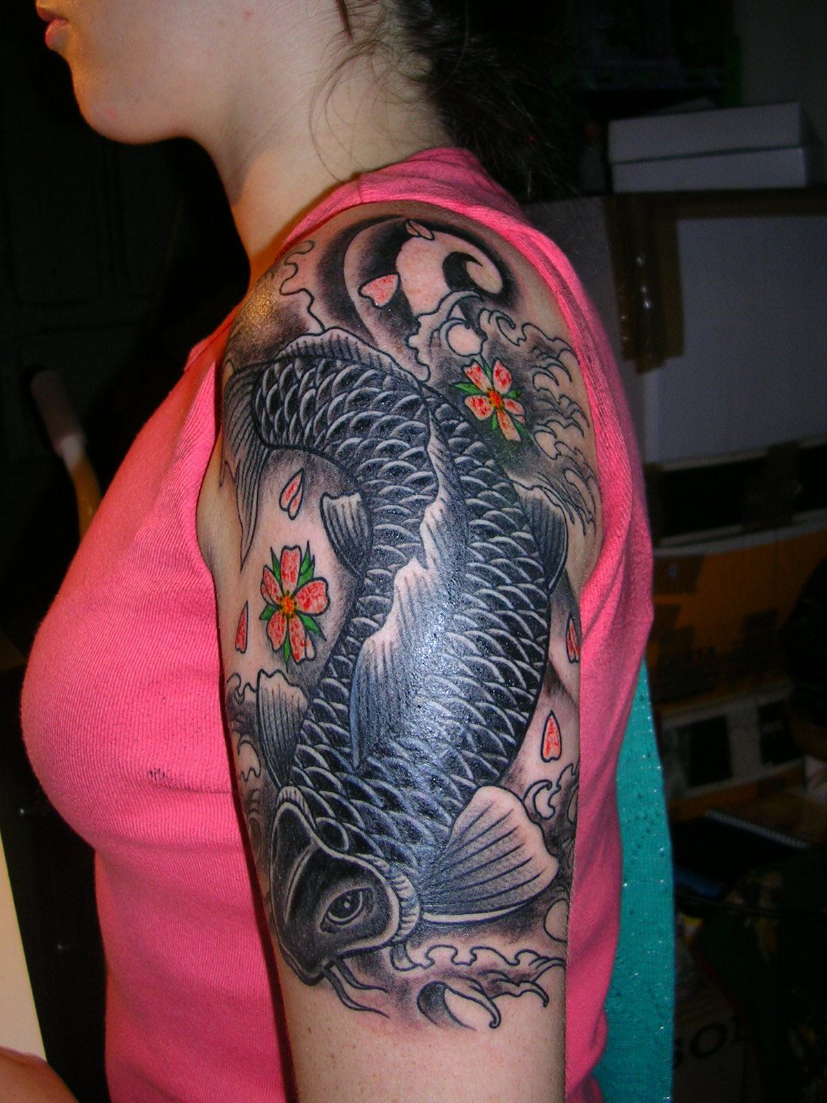 Wallpaper #A30FA Koi Fish and Compass Tattoo Black and Gray Tattoo Grey Tattoo Black