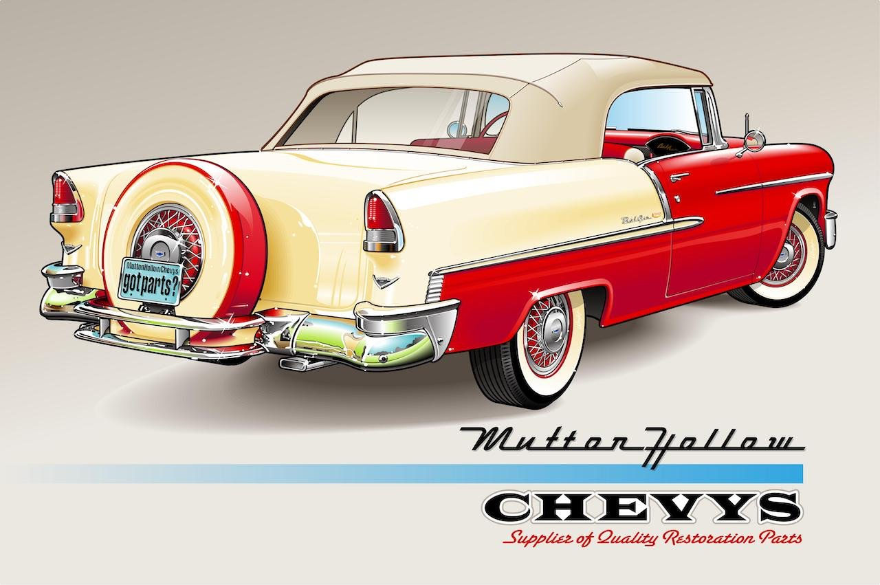 Wallpaper #KywmSZMB0E1QgA7wkvJ-135 1955 Chevy Convertible Red Beige Car Poster Mh 2010 Poster