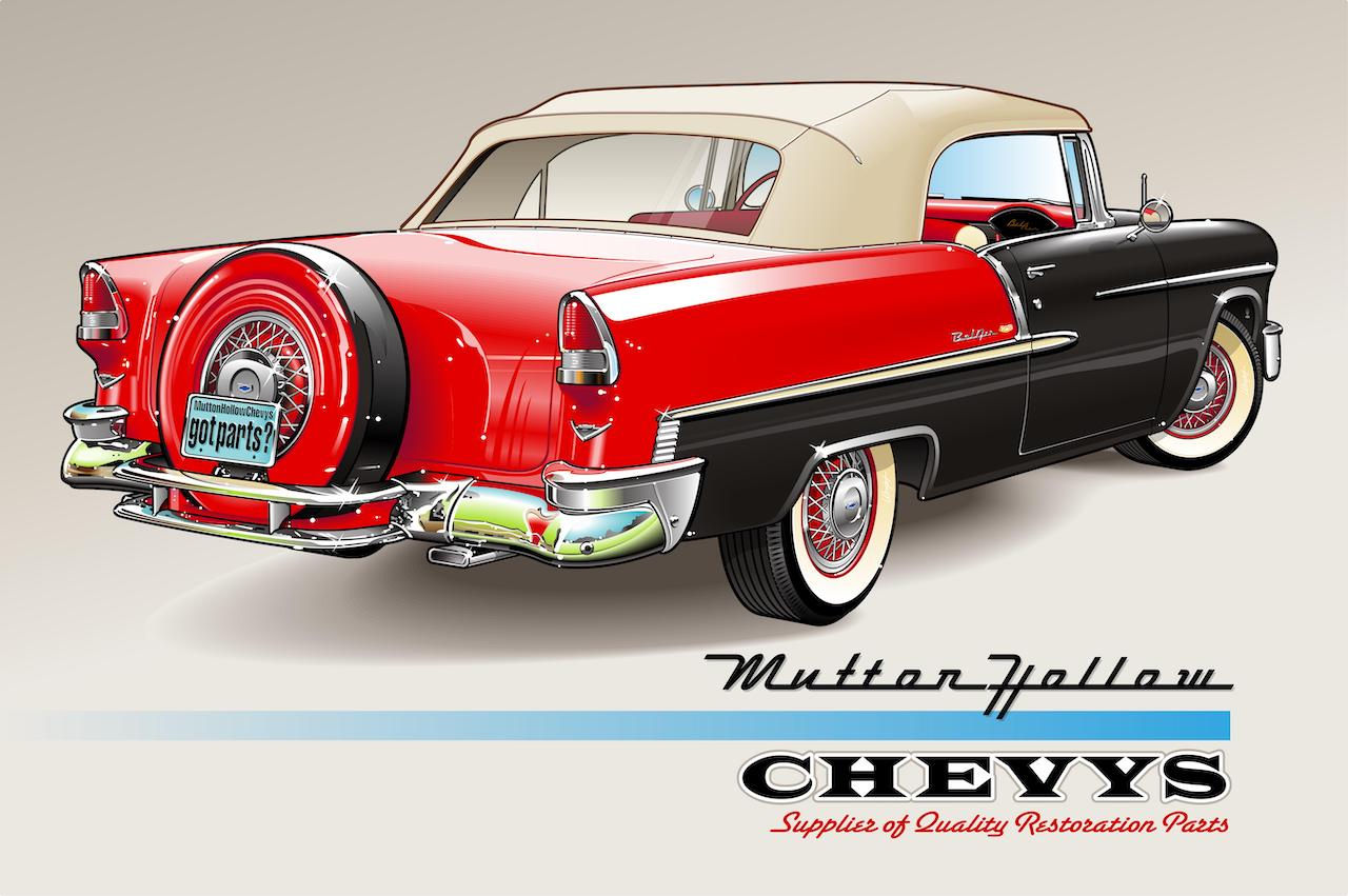 Wallpaper #KywmSZMB0E1QgA7wkvJ-52 1955 Chevy Convertible Red Black Car Poster Mh 2011 Poster