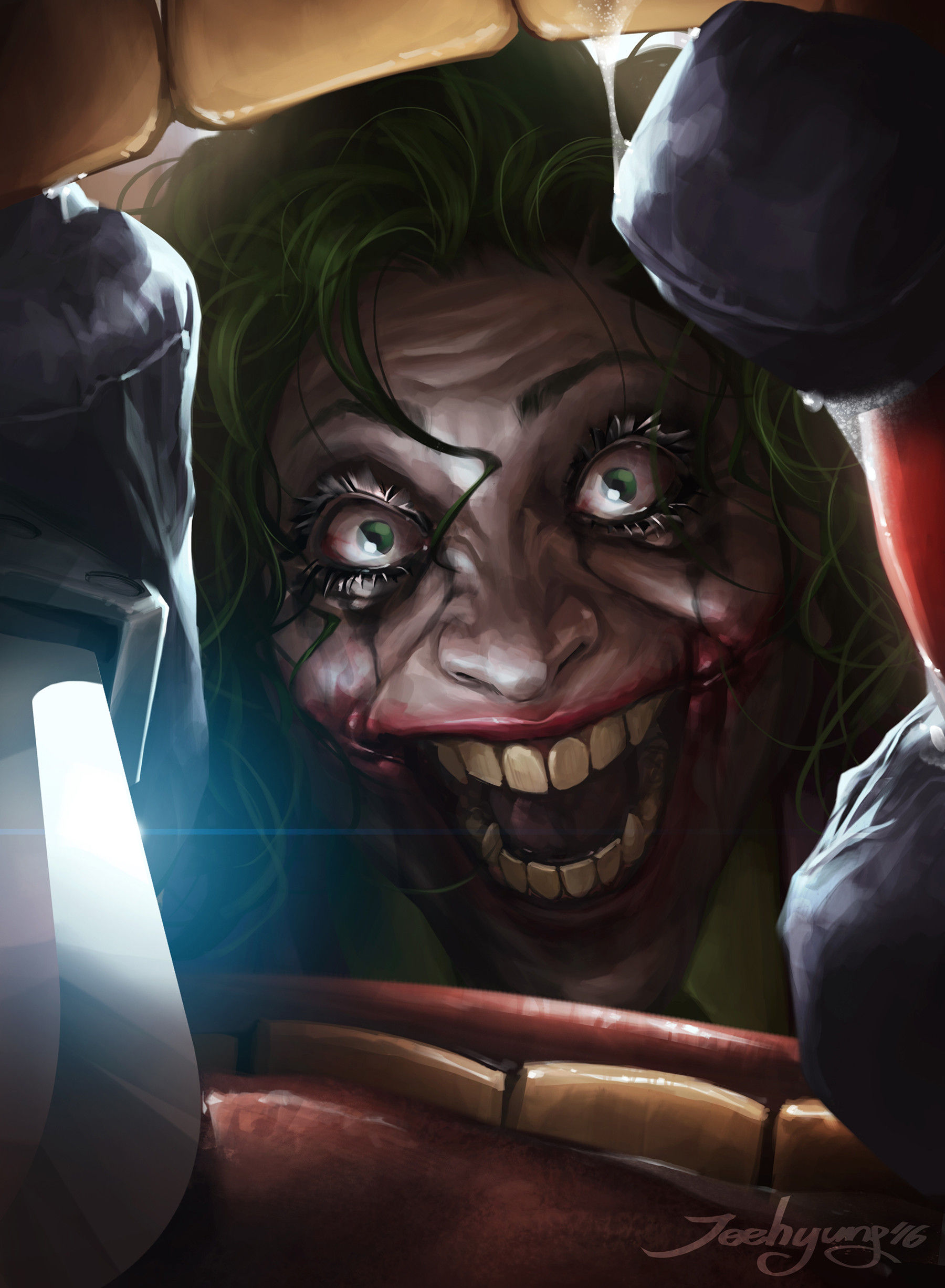 Wallpaper #s2eU95IBSpphPi3-kIZO81 Terrifying Art of Martha Wayne as the Joker from Flashpoint Geektyrant