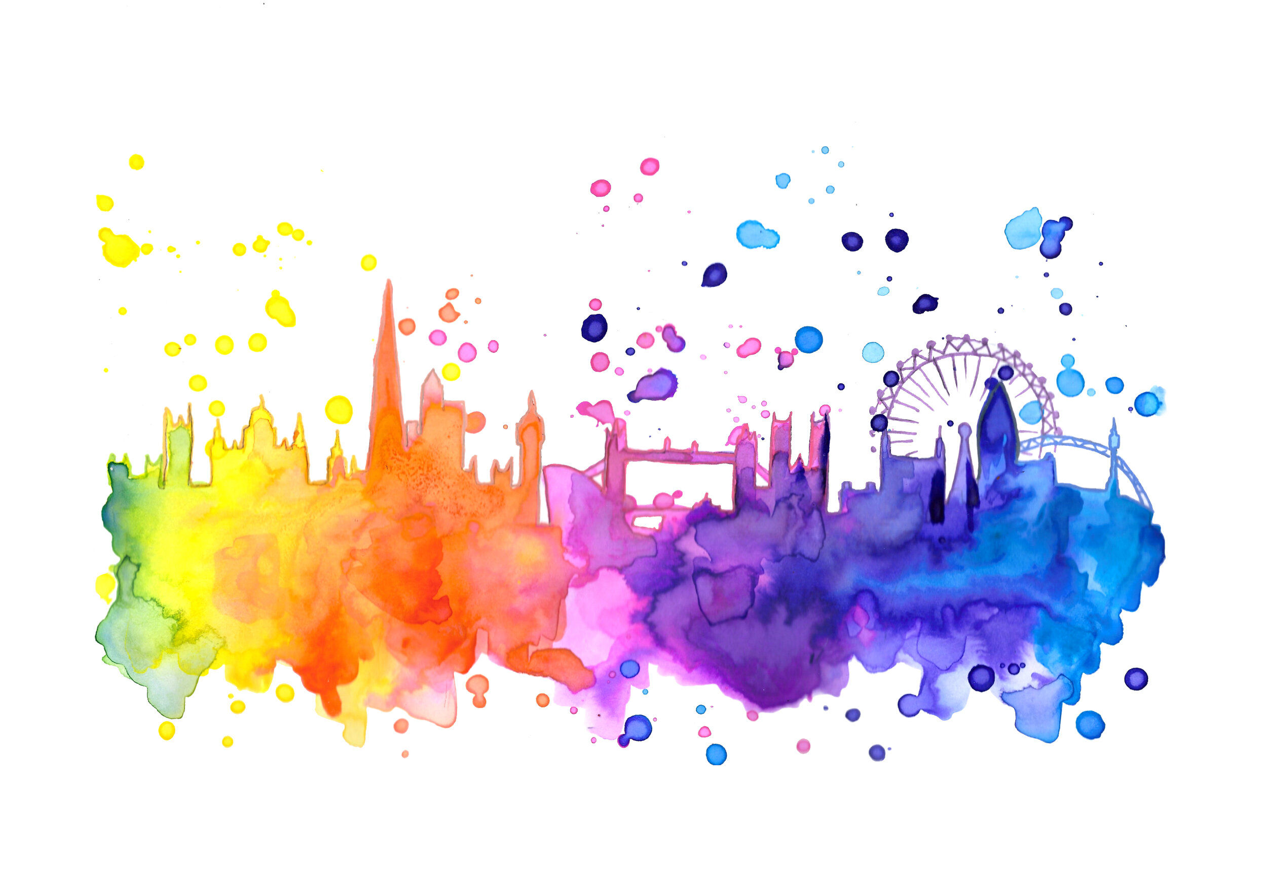 Wallpaper #2WigFZMBSpphPi3-egh-78 Rainbow London Skyline Drawn Together Art Collective Art Prints London