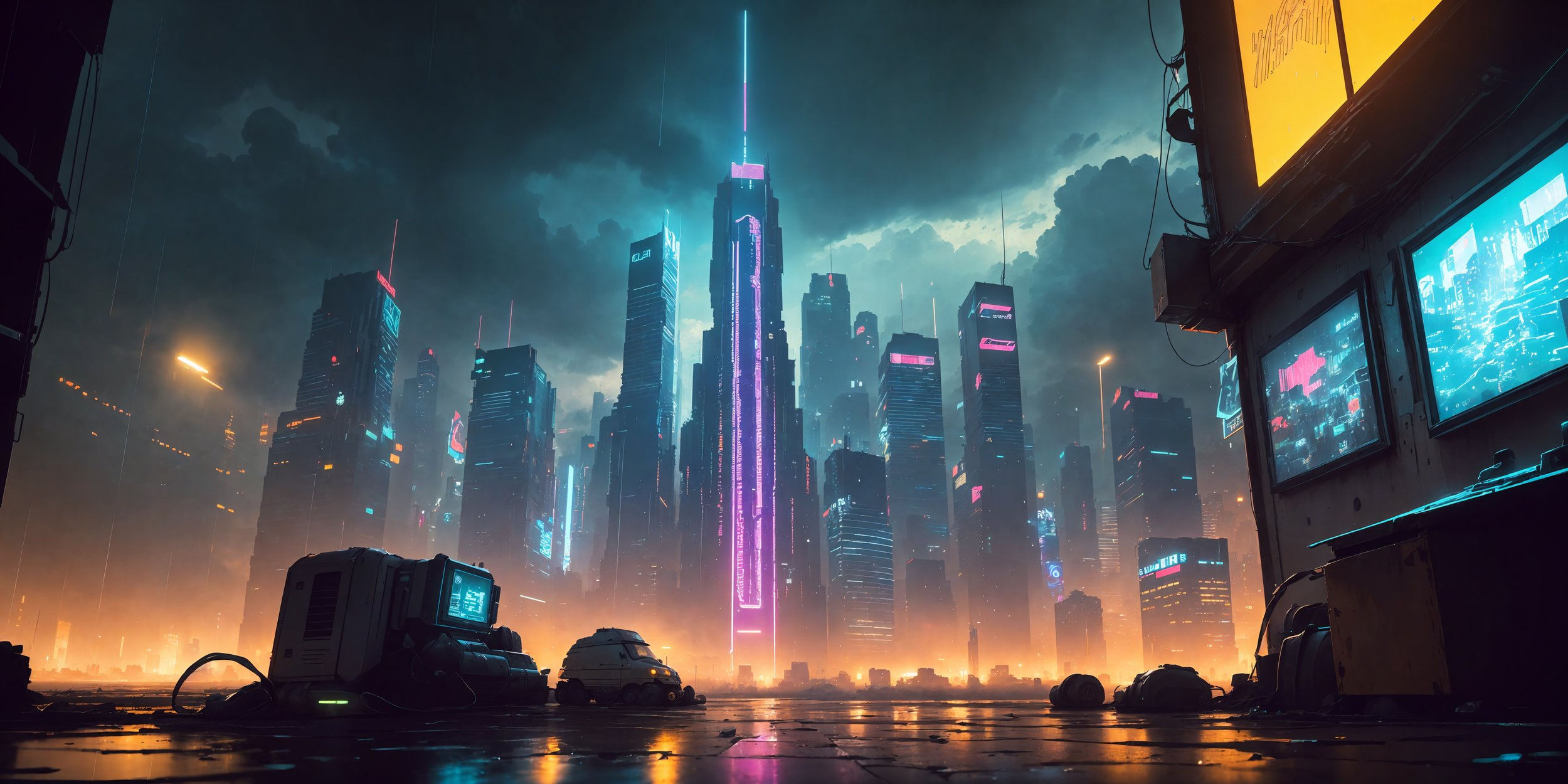 Wallpaper #m9daMpMB4Oq-IITvTzZ293 Cyberpunk Cityscape Wallpaper