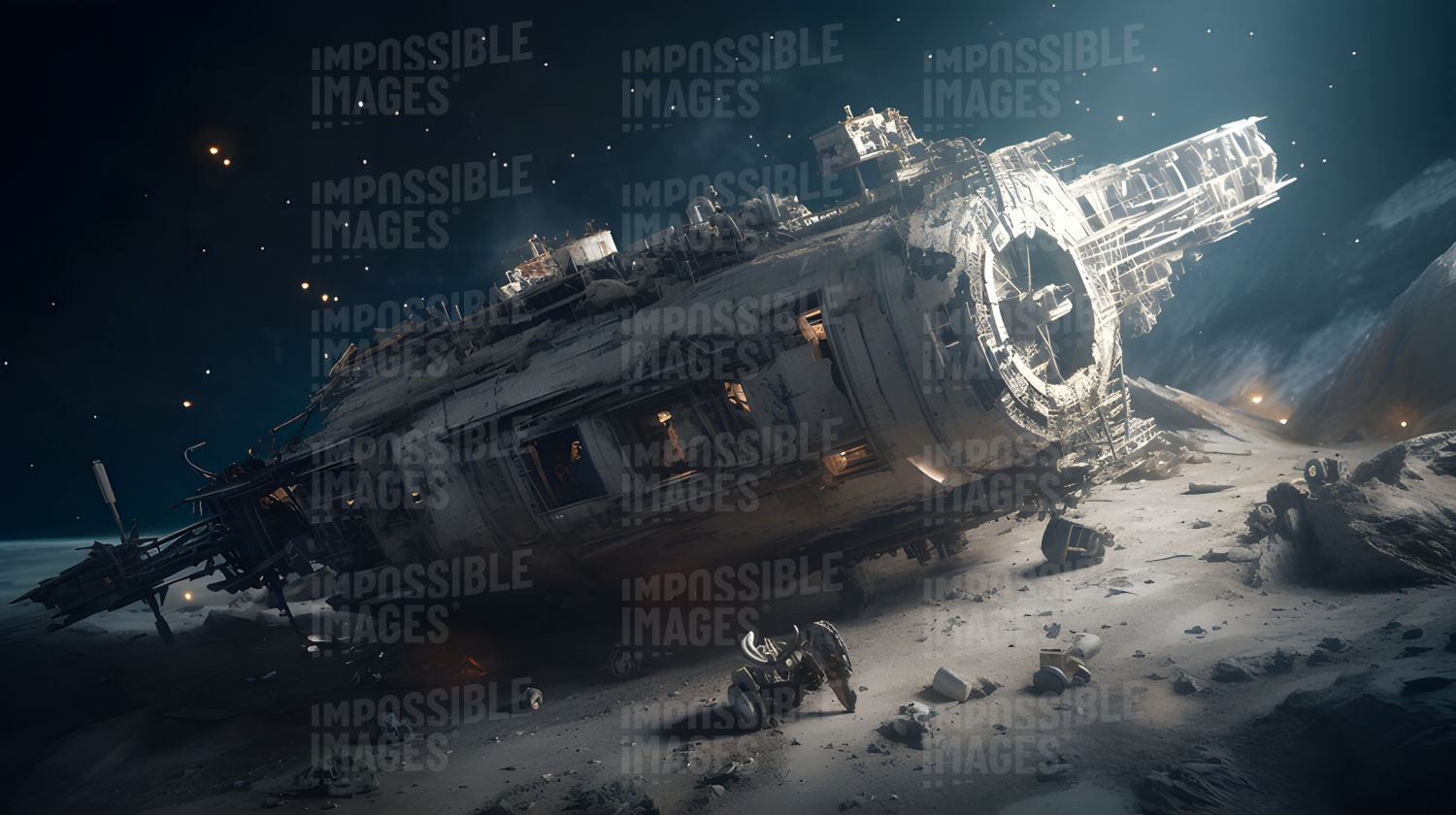 Wallpaper #g2f3B5MBSpphPi3-UMgD99 Derelict Space Station on the Moons Surface Impossible Images